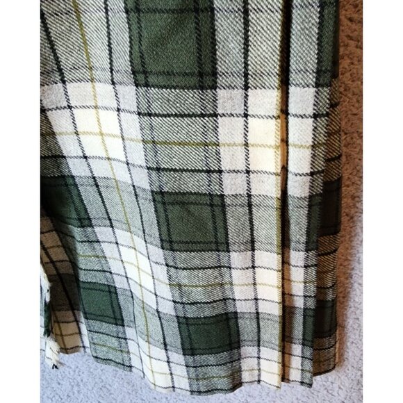 O’Neil Of Dublin Womens 100% Pure Wool Pleated Skirt Kilt White/Green Plaid 10 - Picture 6 of 13
